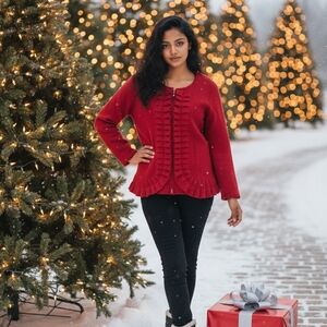 Chic Red Women's Cardigan Marrissa Christina